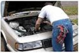 Man working on a car